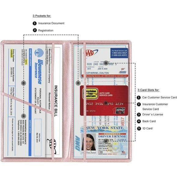 Car registration and insurance card holder vehicle document organizer glove box - Picture 4 of 7